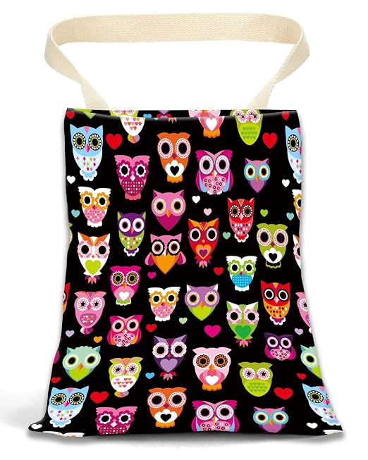 Car Garbage Can, Hanging Trash Can for Vehicle, Cute Back Seat Organizer with Colorful Owls