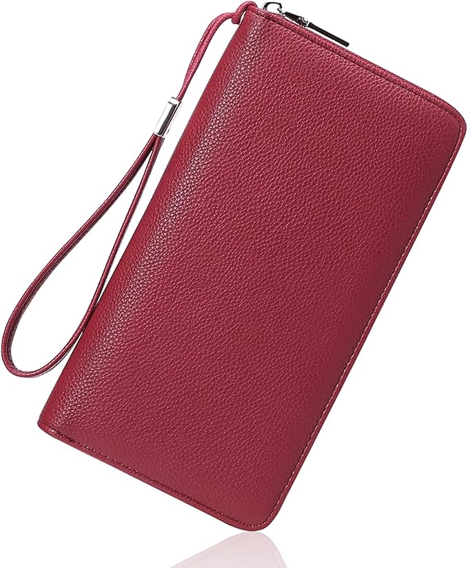 GOIACII Womens Wallet RFID Blocking Leather Zip Around Wallet Large Capacity Long Purse Credit Card Clutch Wristlet | RFID Blocking, Zip Around, Large Capacity, Long, Credit Card, Clutch