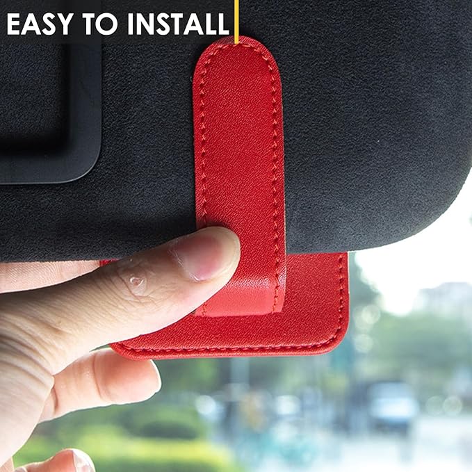 Model Y Sunglass Holder Clip Compatible with Tesla Model Y Juniper Interior Accessories Organizer Eyeglass Hanger Visor Ticket Card Decor Sunglasses Holders Part De Decorations (Red)