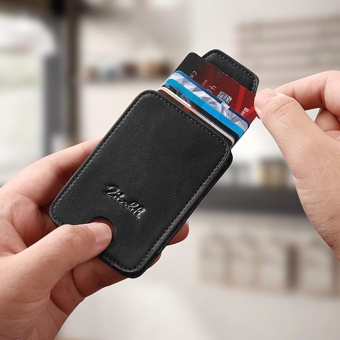 Zitahli Slim Wallet for Men Front Pocket – Thin Minimalist Credit Card Holder with Magnetic Closure & Elastic Cash Strap, RFID Blocking Wallet Holds up to 10 Cards & 15 Bills