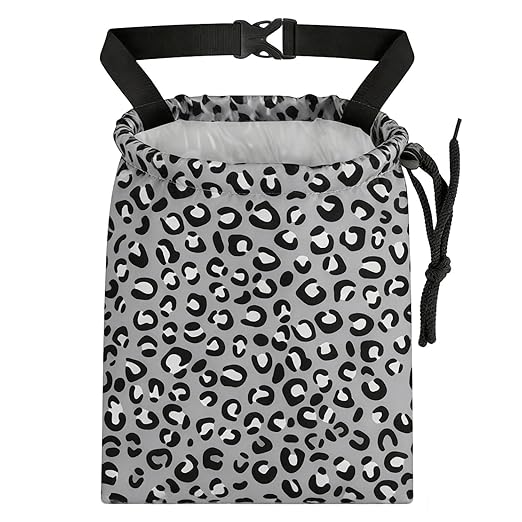 Grey Leopard Pattern Car Trash Bag - Waterproof Car Trash Bag Hanging Leakproof Car Garbage Bag - Washable Reusable Trash Bag For Car Interior Hanging Organizer Storage Vehicle Travelling Camping