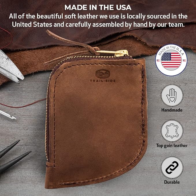 Trailside Leather EDC Pocket Organizer | Card Holder and Cash Organizer with Slots for Knives, Flashlights, or Pens | EDC Wallet | Made in USA