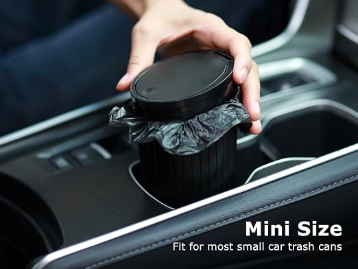 Ginsco 0.8 Gallons Disposable Trash Bags for Mini Car Trash Can, Portable Small Car Garbage Bags, Cars Accessories, Mini Trash Bags, Plastic Trash Bag for Cars/Home/Office (6 Rolls/90 Counts) Black