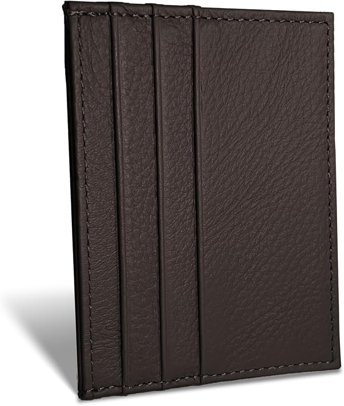 WOXVM Credit Card Holder Wallet RFID Blocking Slim Credit Card Cases Holder Premium Leather Minimalist Front Pocket Small Wallet with 6 Card Slots and 1 Pockets for Men Women (Dark Brown)
