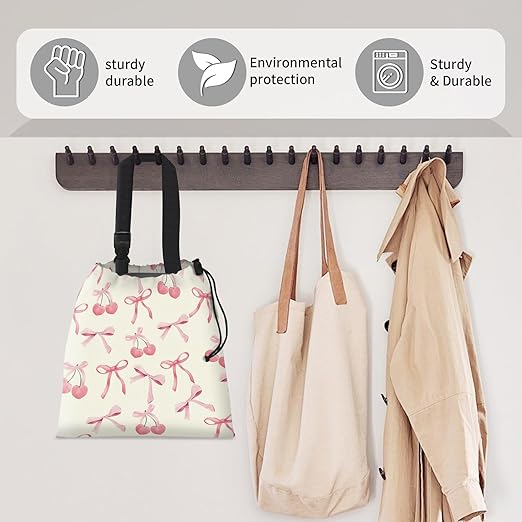 Car Trash Bag Large Hanging Can for Back of Seat, Cute Waterproof Car Garbage Bag for Vehicle, Travelling, Outdoor Cute Pink Cherry Bow