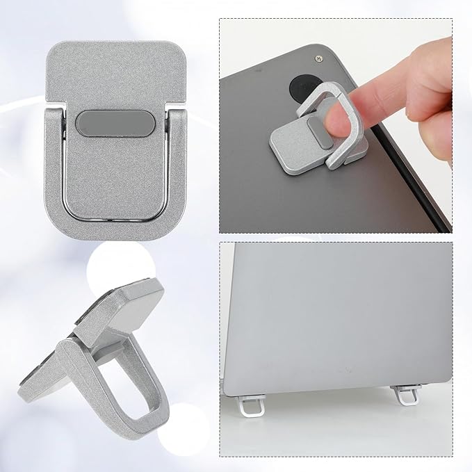 Apausvcm 2Pcs Keyboard Riser, Self-Adhesive Mini Keyboard Stand for Desk Portable Laptop Feet Foldable Keyboards Lift for Most Keyboards (Silver)