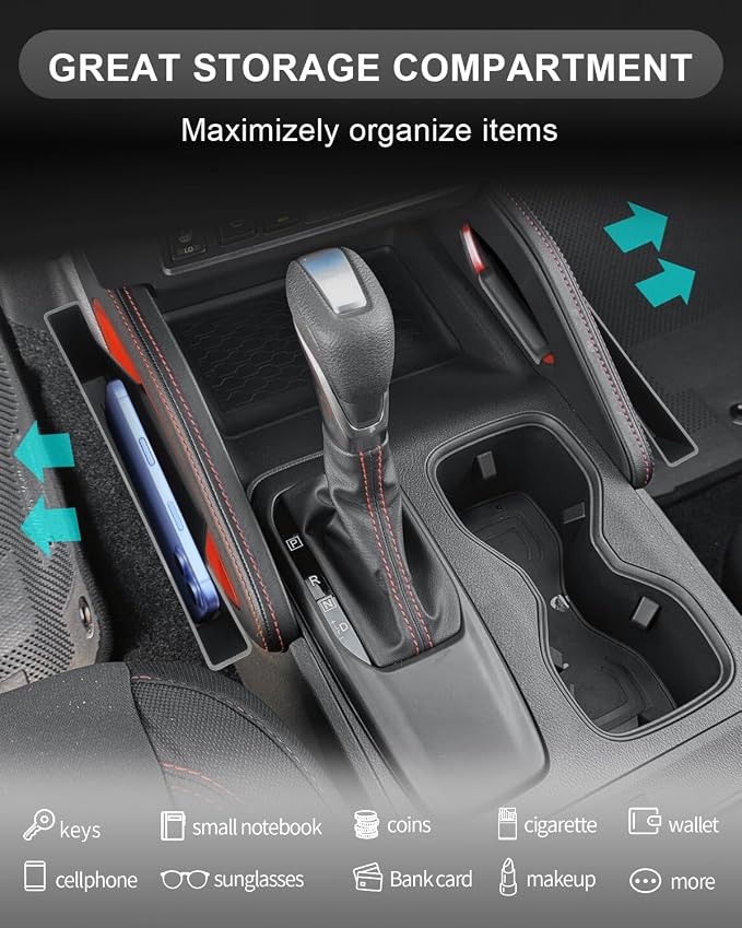 CDEFG 2Pcs for 2025 Nissan Frontier Center Console Organizer for 2022 2023 2024 2025 Nissan Frontier (S/SV/PRO-X/PRO-4X/ SL) Accessories Middle Console Gear Shift Side Tray Hanging Storage Box