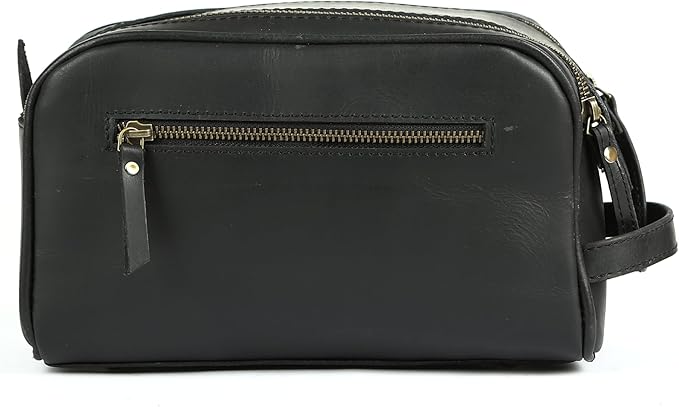 KomalC Travel Toiletry Bag – Premium Leather Dopp Kit for Men & Women with Water-Resistant Lining & Spacious Zippered Organizer
