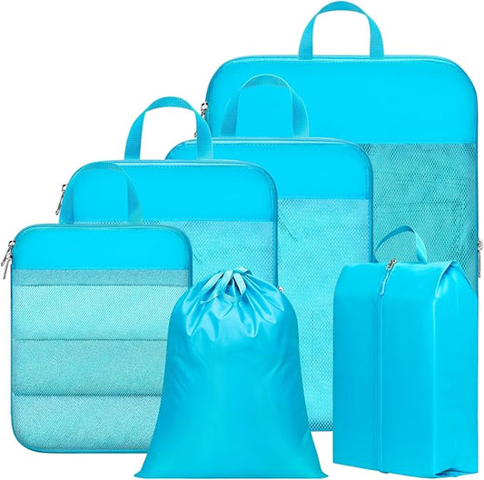 Cambond Compression Packing Cubes for Travel - Lightweight Expandable Travel Bags Luggage Organizers Travel Essentials Compression Cubes for Travel Space Saver for Carry on Suitcases Organizer