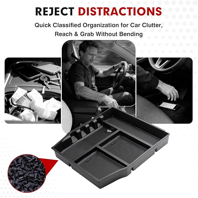 Autorder Center Console Organizer for Ford F-150 F150 2021-2026 Accessories Armrest Storage Box Secondary Insert Tray with 2 Color Mats