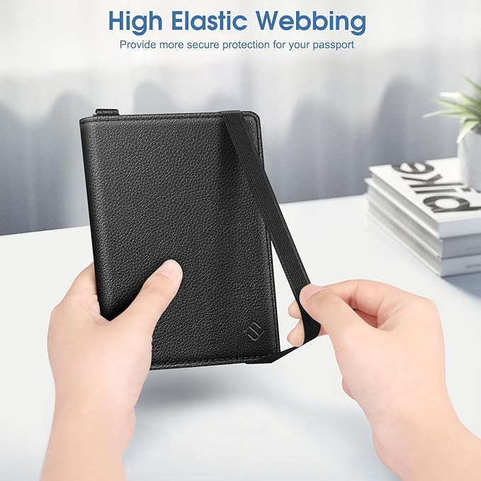 Fintie Passport Holder with Airtag Holder, Slim Travel Wallet RFID Blocking Passport Cover Protector Essentials with Credit Card Slots for Women/Men