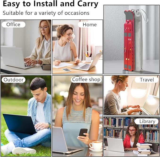 Laptop Stand, Computer Tablet Stand, Adjustable Aluminum Foldable Portable Laptop Holder Riser, Compatible with MacBook Air Pro, Lenovo, HP, Dell, More 10-15.6??Laptops and Tablets (Red)