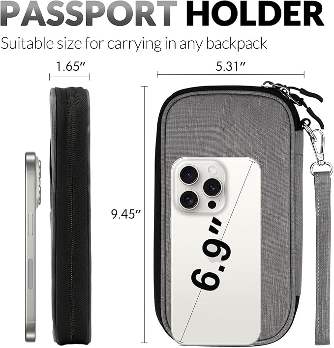 Family Passport Holder for Travel, Travel Document Organizer for Women Gift, Rfid Blocking Travel Wallet Passport Case for Men Gift, Essentials for Family Trip, Passport Wallet Cover for Cards - Grey