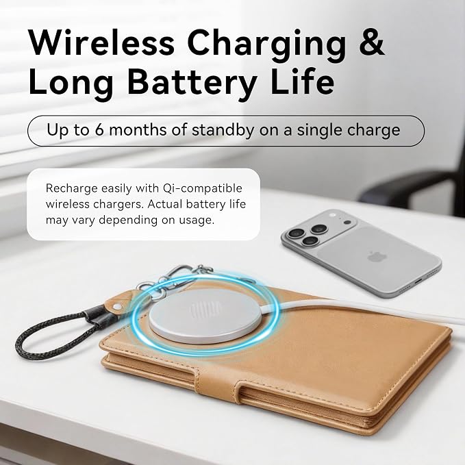 Passport Holder for Travel, Apple MFi Certified Smart Passport Cover Works with Find My, Rechargeable Travel Wallet with Lanyard, RFID Blocking Card Case, PU Leather, Brown