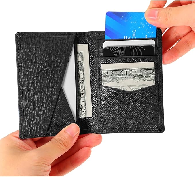 OLEIW Genuine Leather Minimalist Wallet: Slimfold Design for Front Pocket Comfort, Featuring Quick-Access ID Window & Secure RFID Blocking – The Ultimate Balance of Premium Texture and Daily Utility