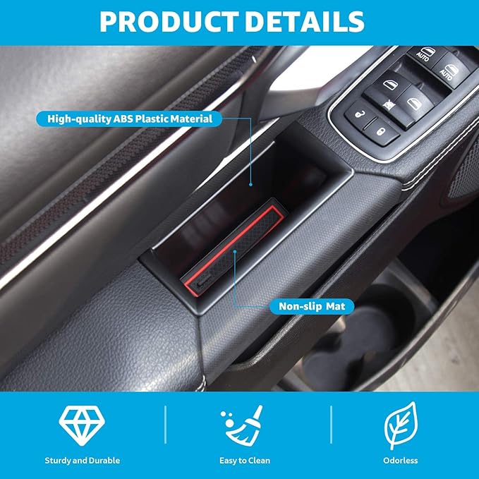 Motrobe for Ram 1500 Door Side Storage Tray 2026 2025 2024 2023 2022 2021 2020 2019 Ram 1500 Door Side Organizer Door Pocket Insert 4 PCS, Not Fit Ram 2500 3500