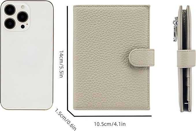 Genuine Leather RFID Passport Holder, Ultra-Thin Passport Book Holder with Cash Compartment and Zipped Coin Pocket, Passport Holder Suitable for International Travel(Light Green)