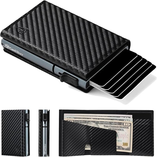 Conceal Plus Card Blocr Pop Up Wallet for Men - Slim Metal RFID Blocking Card Holder (4-6 Cards Ejector) - Minimalist Smart Front Pocket Wallet with Internal Cash + ID Storage