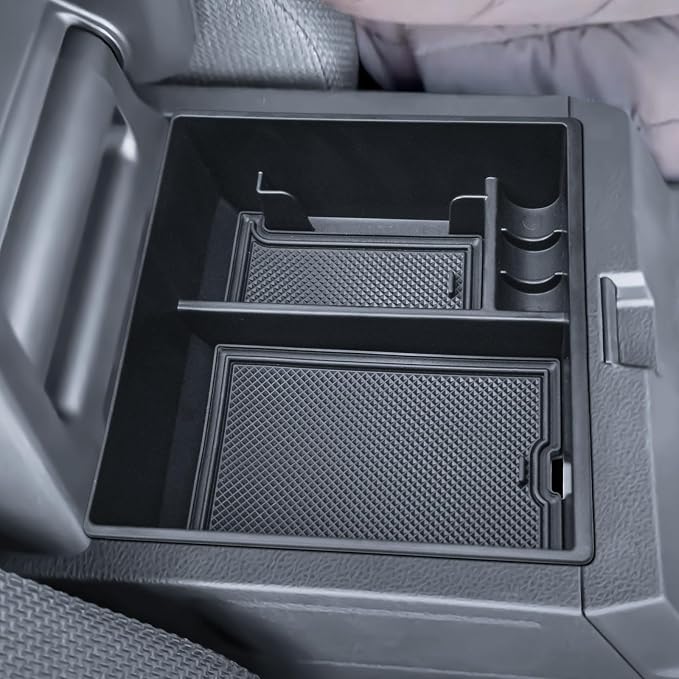 EDBETOS 2PCS 2026 4Runner Center Console Organizer for 2025 2026 Toyota 4Runner (6th Gen) Accessories Insert Tray, Armrest Hidden Storage Box Secret Compartment Press to Open and Close,ABS Black