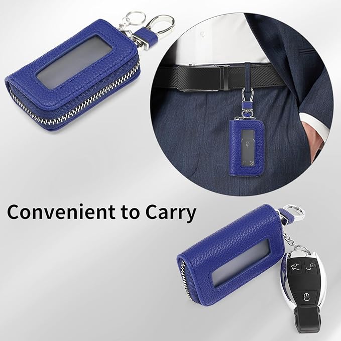 SENDEFN Universal Car Key Fob Case Leather Smart Remote Keychain Protector Holder