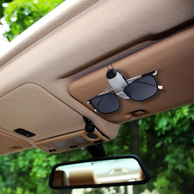 Frienda Car Sunglasses Holder Clip 2 Pieces Sunglasses Visor Clips for Car Sun Visor Glasses Holder Eyeglasses Mount Accessories(Black, Grey)