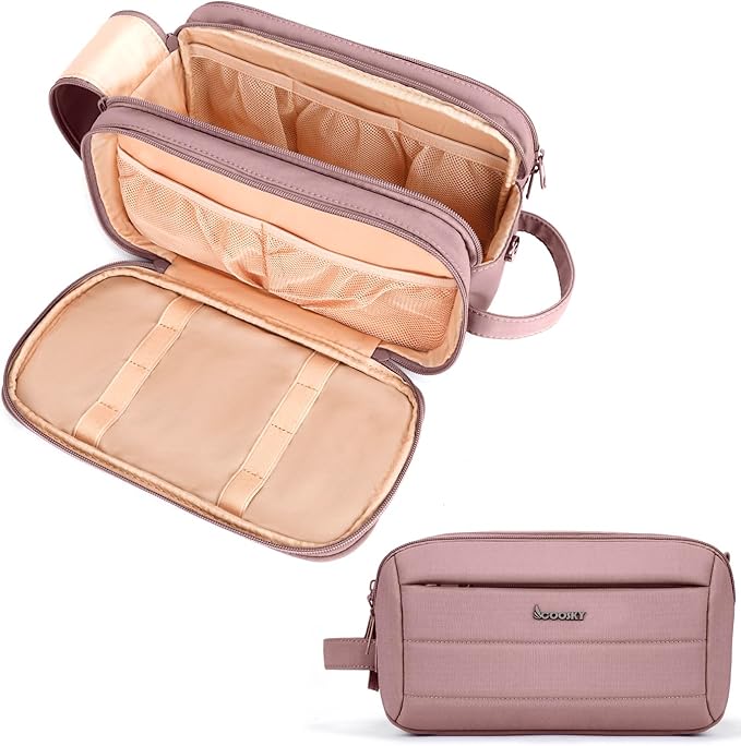COOSKY Toiletry Bag for Men & Women, Cruise Ship Travel Essentials, Shaving Dopp Kit with Dry and Wet Separation, Water-resistant Bathroom Cosmetic Organizer Bag, Makeup Accessories, Dark Purple