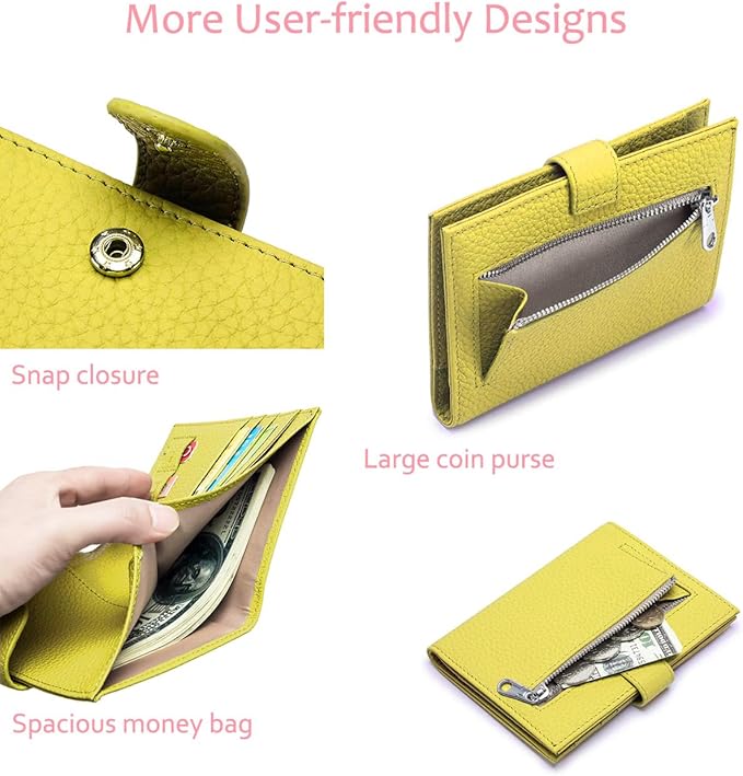 RFID Blocking Travel Wallet for Women, Leather Passport Holder | Slim Passport Holder for Travel Womens with Card Slots, Coin Pocket, Gift Box, Genuine Leather Passport Cover Lemon Yellow