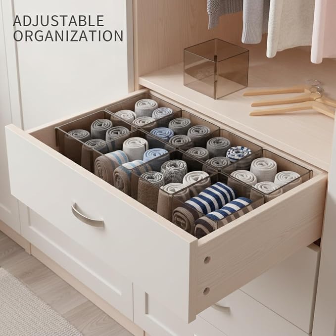 Modular Drawer Dividers Set of 6, Adjustable PP Plastic Organizers for Desk, Kitchen, and Dresser Drawers, 12.6 x 9.4 x 2.4 Inches (Set of 6)