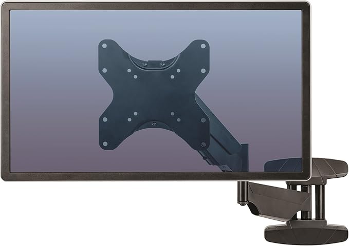 Fellowes 8043501 Floating TV Stand, Wall Mounted TV and Computer Monitor Stand with Single Monitor Arm, 42 Inch Monitor Capacity