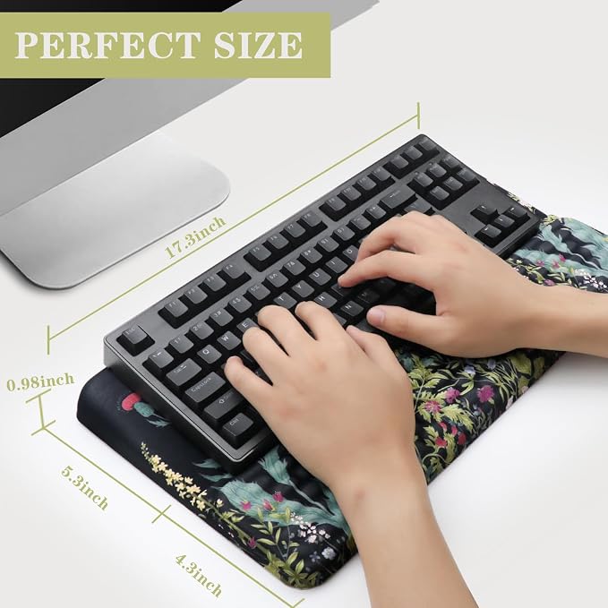 Ergonomic Keyboard Stand with Wrist Rest, Computer Wrist Support Pad, Tilted Keyboard Riser Holder Lift Tray with Wrist Pad, Easy Typing, Comfy Soft Memory Foam Desk Cushion for Office