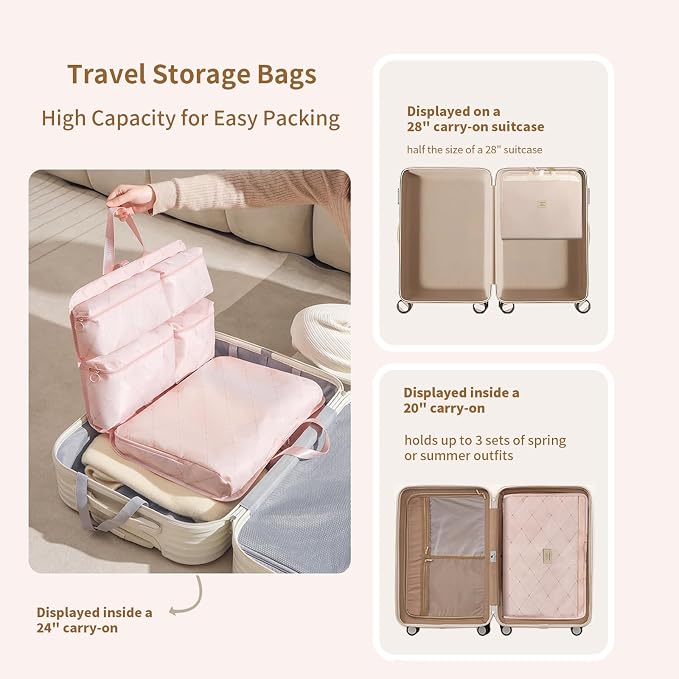 7-in-1 Travel Storage Bag, Foldable Hanging Packing Cube with Compartments for Clothes, Gray