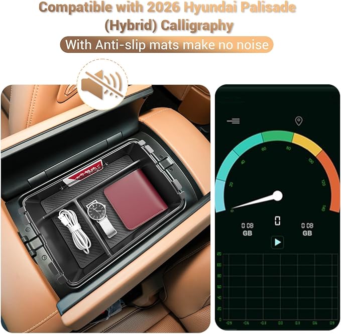 (2Pack) Palisade 2026 Tray 2026 Palisade Hybrid Calligraphy Center Console Organizer for 2026 Hyundai Palisade Calligraphy Accessories Middle Console Tray 2026 Palisade Arm Rest Organizer 7 Seater