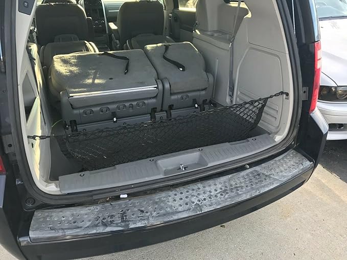 Rear Trunk Organizer Cargo Net for Dodge Grand Caravan 2008-2020 – Envelope Style Cargo Net for Van - Premium Mesh Elastic Car Trunk Organizer - Compatible with Grand Caravan
