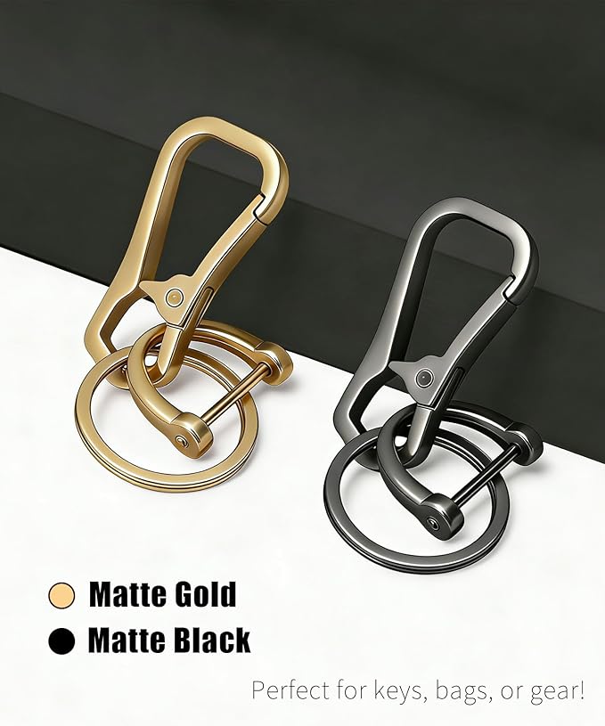 Metal Keychain Clip with Key Rings and D Ring, Heavy Duty Carabiner Key Chain Hook Holder for Car Home Keys