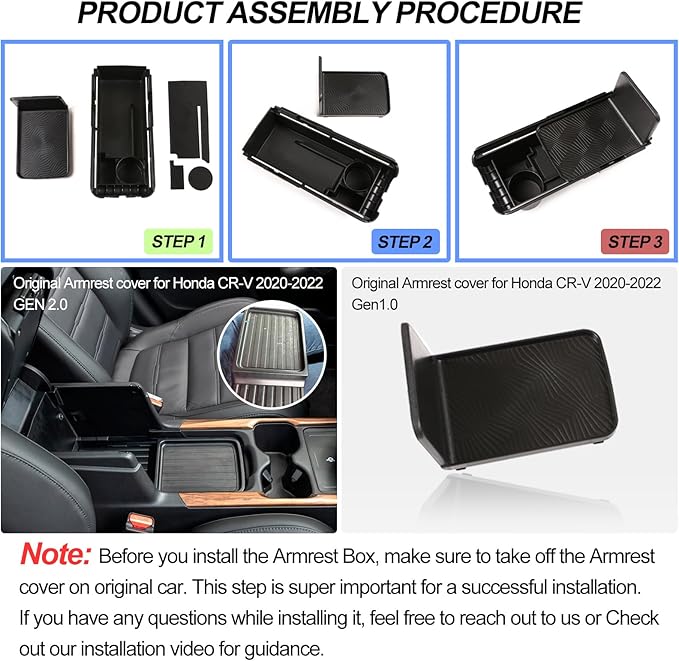 Center Console Organizer for Honda CR-V 2017-2019 CRV Console Handrail Privacy Organizer Tray Central Control Armrest Box Glove Secondary Storage Box Insert Pallet Manager Container Accessories ABS