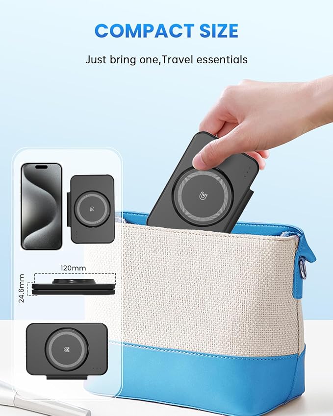 Charging Station Magnetic for iPhone Mag-Safe: JoyGeek 3 in 1 Foldable Wireless Charger for iPhone 17-12 Pro Max Plus, Travel Charger for AirPods, A-pple Watch 11-2 Series