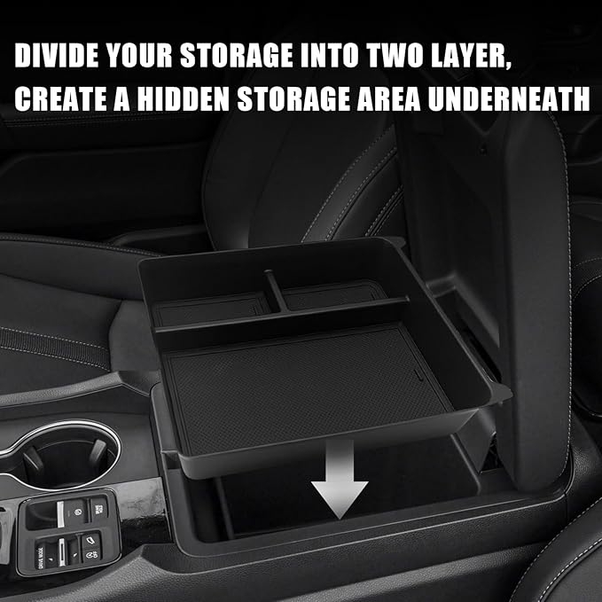 Muslogy Center Console Organizer Compatible with 2023-2026 Honda Pilot Accessories, 2024 2026 Ridgeline/2024-2026 Passport Center Console Storage Box Divider Inserts Interior ABS Material(Black)