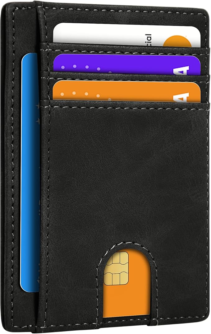 Slim Minimalist Wallet for Men,Front Pocket Wallet RFID Blocking Small Thin Credit Card Holder for Men Black