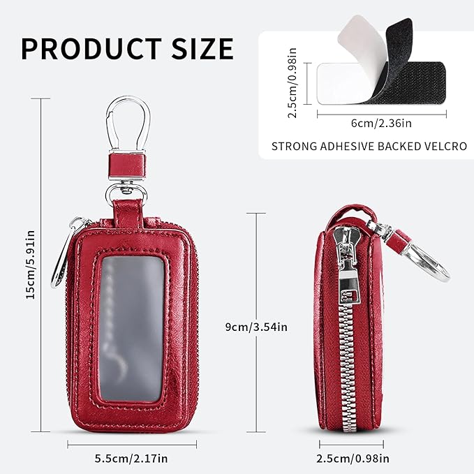 vvag Premium Car Key Fob Case Genuine Leather Car Smart Key fob Holder Car Remote Keychain Bag Universal