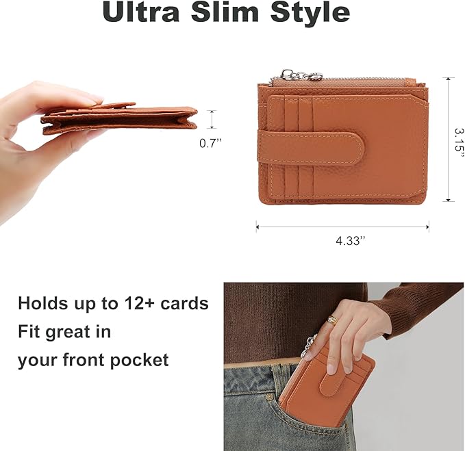 Slim Wallet for Women Genuine Leather Card Holder Thin Womens RFID Blocking Small Wallets