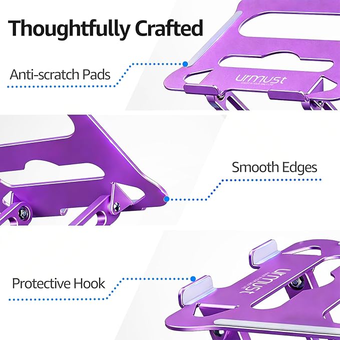 Urmust Laptop Notebook Stand Holder Adjustable Laptop Stand Portable Computer Riser Compatible with MacBook Air Pro HP Dell XPS Lenovo All Laptops 10-15.6"(Purple)