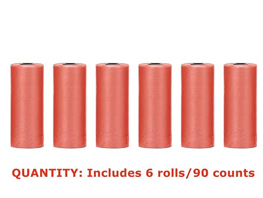 Ginsco 0.8 Gallons Disposable Trash Bags for Mini Car Trash Can, Portable Small Car Garbage Bags, Cars Accessories, Mini Trash Bags, Plastic Trash Bag for Cars/Home/Office (6 Rolls/90 Counts) Red