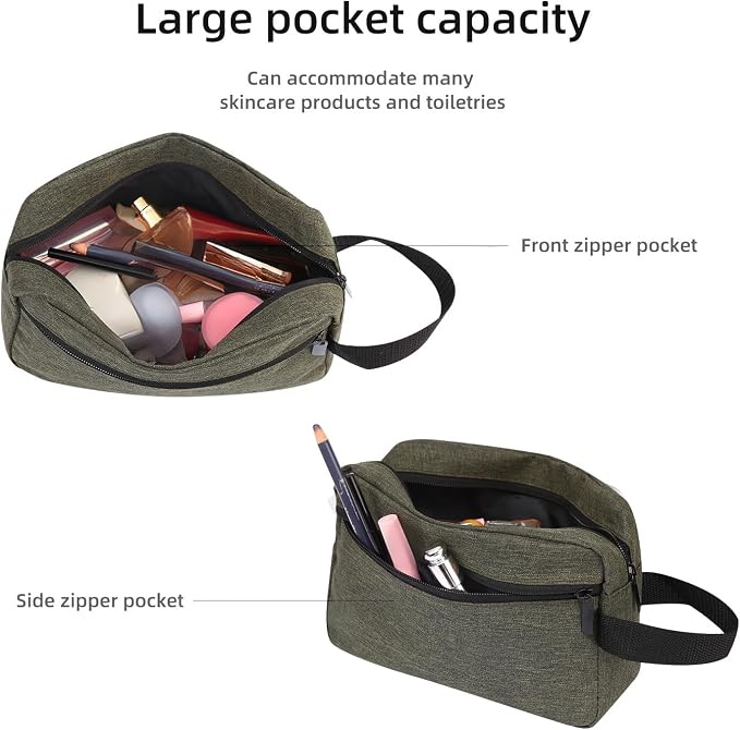 Icramsy Travel Toiletry bag Toiletry bag for women men Hanging Cosmetic bag Travel accessories for Women Men (Deep green)