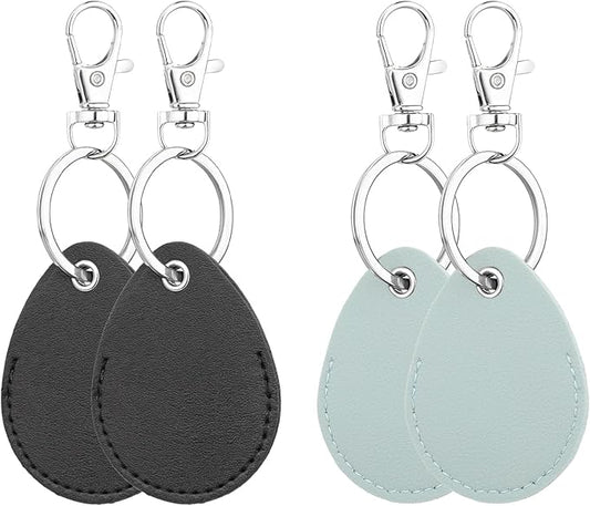Psyqtsuary Leather Key Fob Holder, 4 Pcs PU Leather Keychain Key Holder for Keychain General Keys Fob, for Keys ID Keys Cards