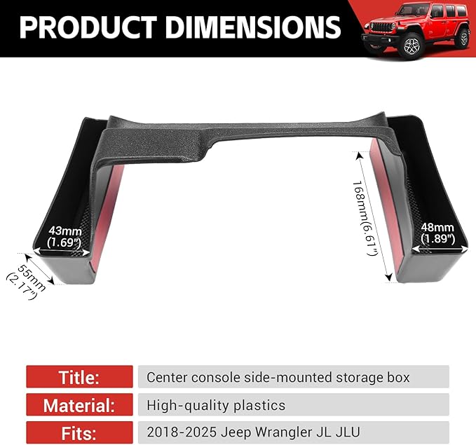 Center Console Gear Shift Organizer Fit for 2018-2025 Jeep Wrangler JL JLU 4XE/Gladiator JT Center Console Storage Tray for Wrangler&Gladiator Accessories(Shifter Organizer)