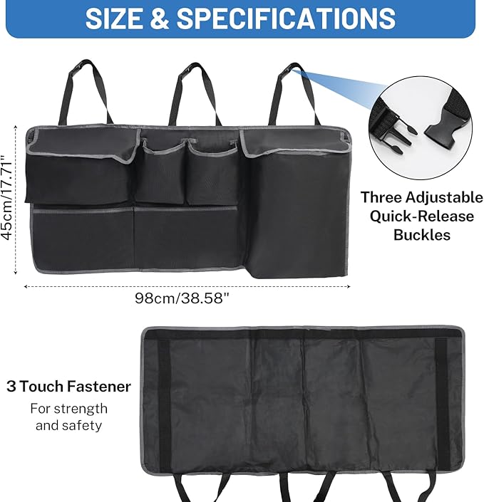 Hanging Car Trunk Organizer,A Car Organizers And Storage For Backseat, Sturdy Trunk Organizer Car Accessories With 5 Pockets Sutable For SUV/MPV/Truck, Large Capacity Back Seat Organizer
