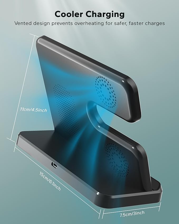 3 in 1 Charging Station for Samsung, Wireless Charger Stand for Galaxy S26/S25/S24/S23/Z Fold, Phone and Watch Charger for Samsung Watch Galaxy 8/7/6/5, Galaxy Buds 3/2/Pro