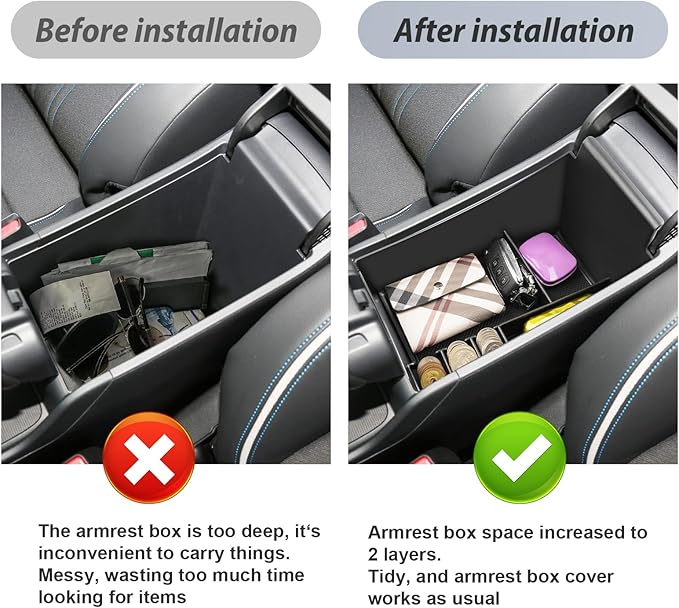 SKTU for 2024 2025 2026 2027 Honda HR-V Center Console Organizer 2023-2027 HRV Insert ABS Black Materials Tray Armrest Secondary Storage Box Honda HR-V 2024 2025 2026 2027 Accessories with Coin Holder