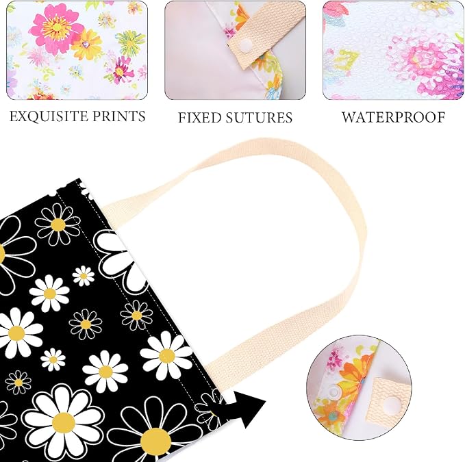 CREATCABIN Flower Car Garbage Bag Car Trash Bag Hanging Back Seat Organizer Trash Can Bin Cute Printed One-Handed Strap Garbage for Car Accessories Vehicle Travelling Camping Outdoor 11.8x9.84 Inch