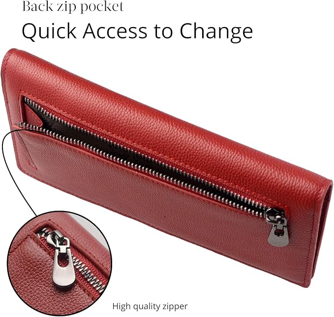 Bveyzi Ultra Slim Thin Leather RFID Blocking Credit Card Holder Bifold Clutch Wallets for Women